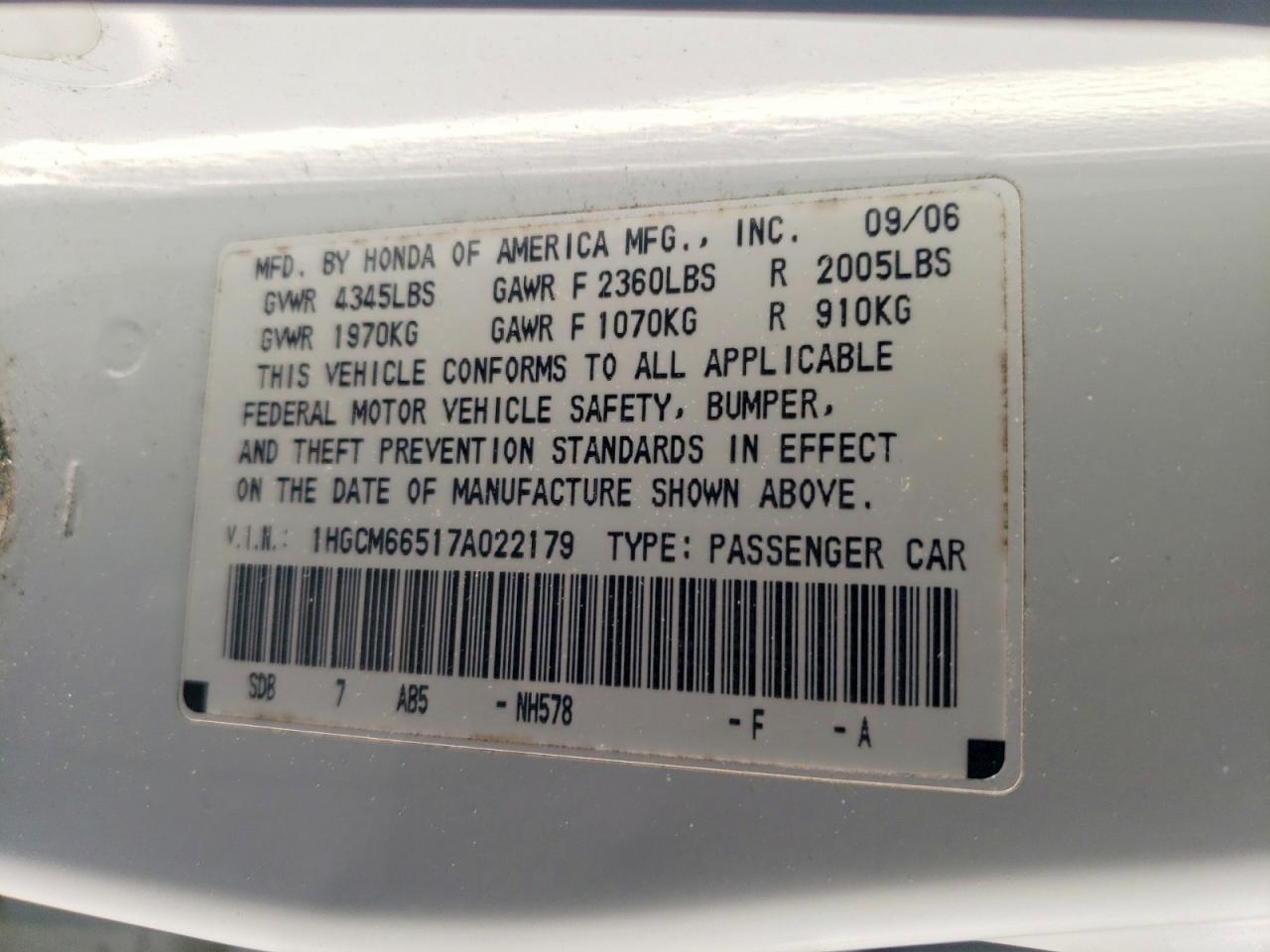 2007 HONDA ACCORD EX photo 34