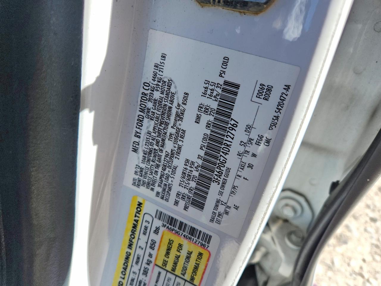 2013 FORD FUSION S photo 25