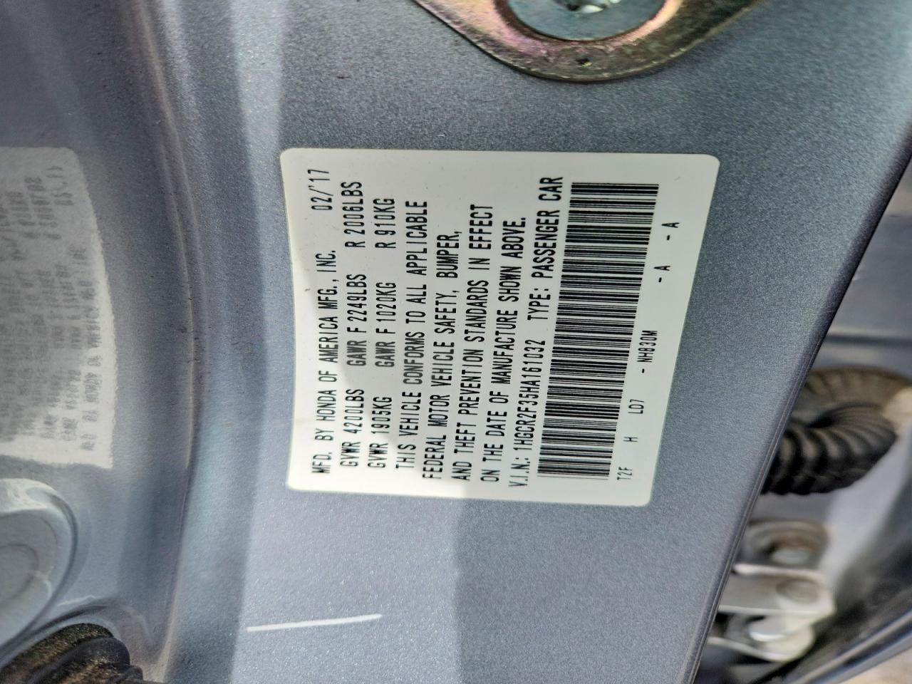 2017 HONDA ACCORD LX photo 23