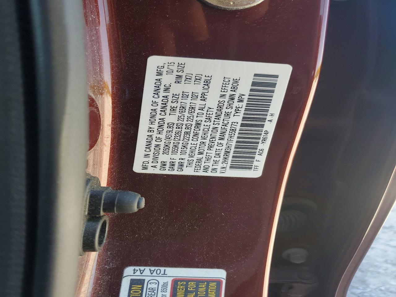 2015 HONDA CR-V EXL photo 13