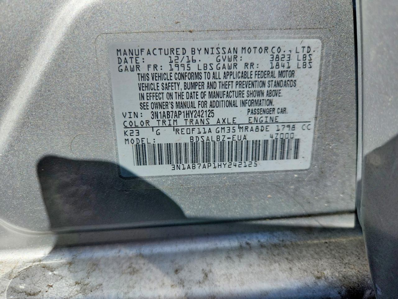 2017 NISSAN SENTRA S photo 13