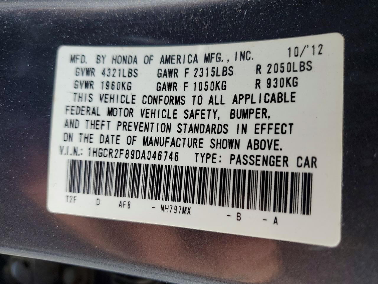 2013 HONDA ACCORD EXL photo 34