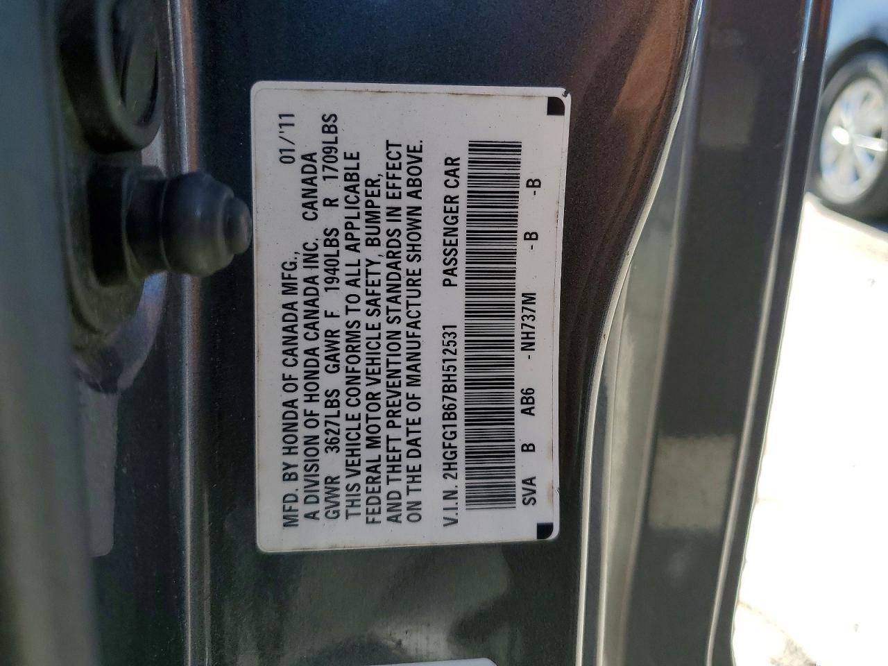 2011 HONDA CIVIC LX photo 23