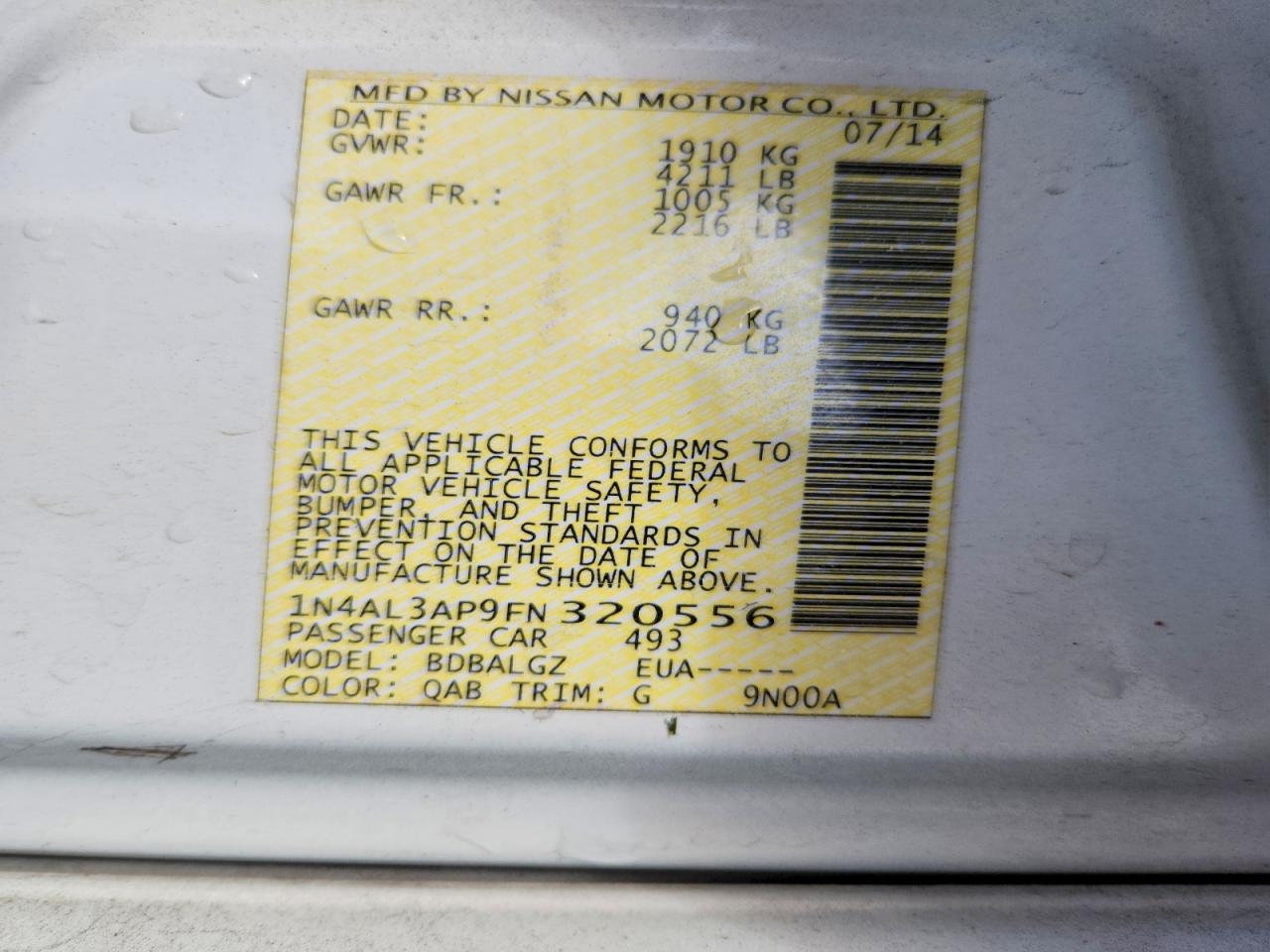 2015 NISSAN ALTIMA 2.5 S photo 25