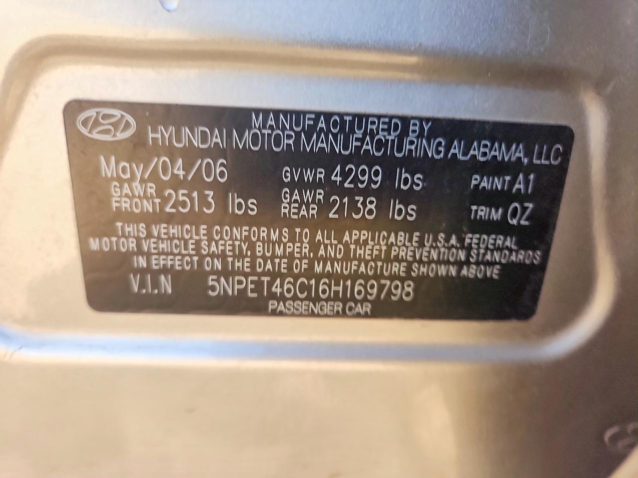2006 HYUNDAI SONATA GL photo 34