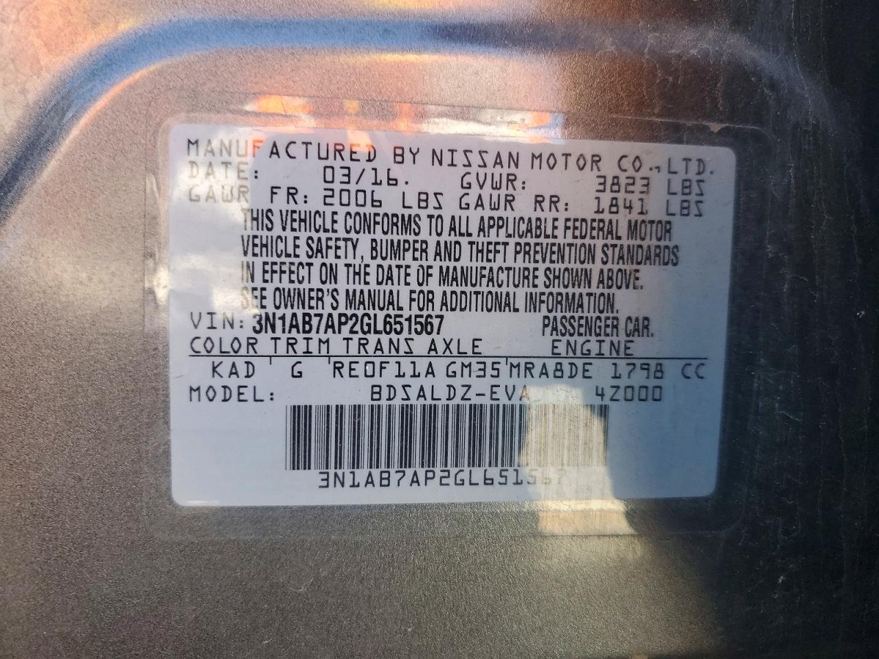 2016 NISSAN SENTRA SV photo 12