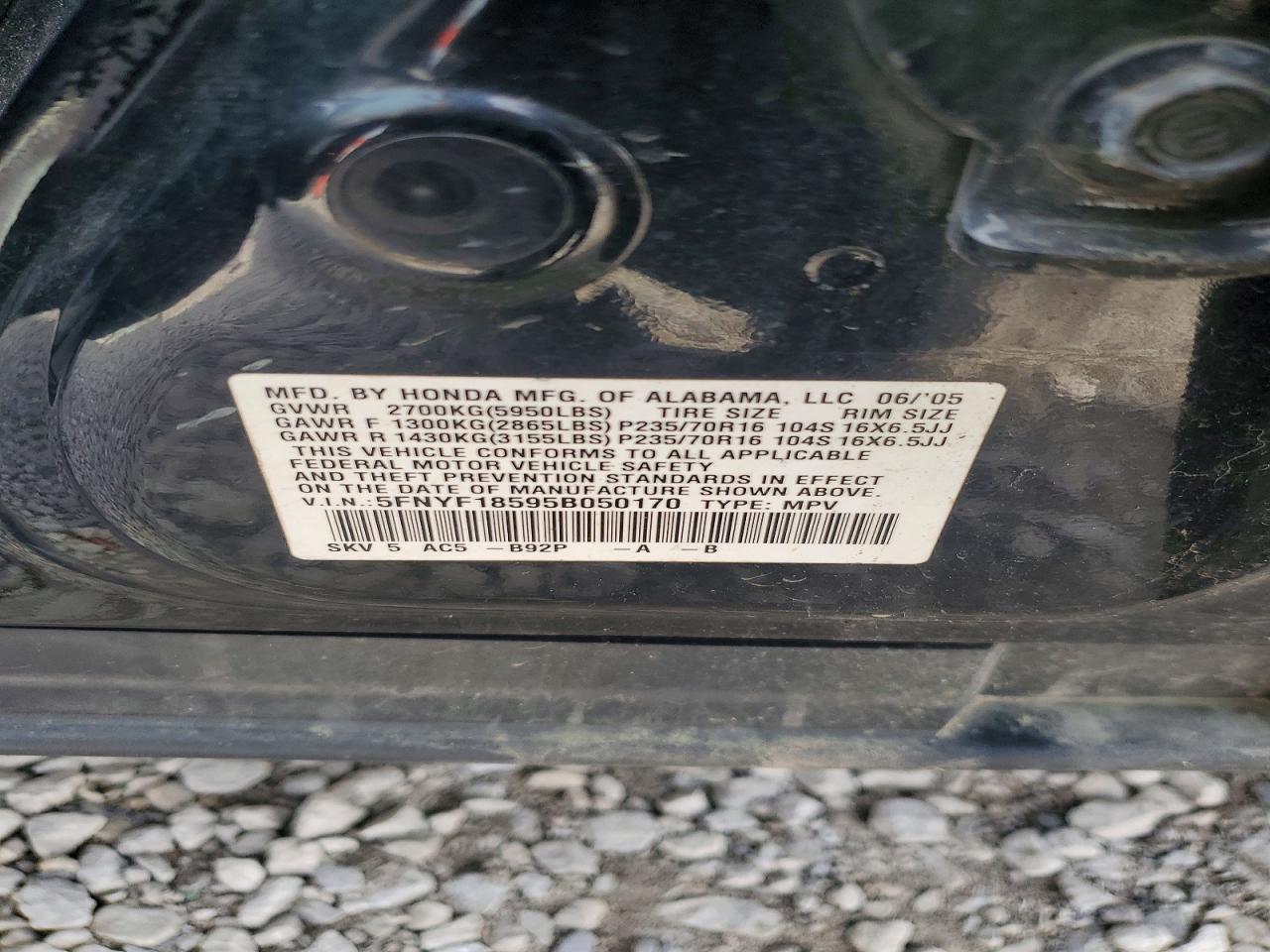2005 HONDA PILOT EXL photo 25