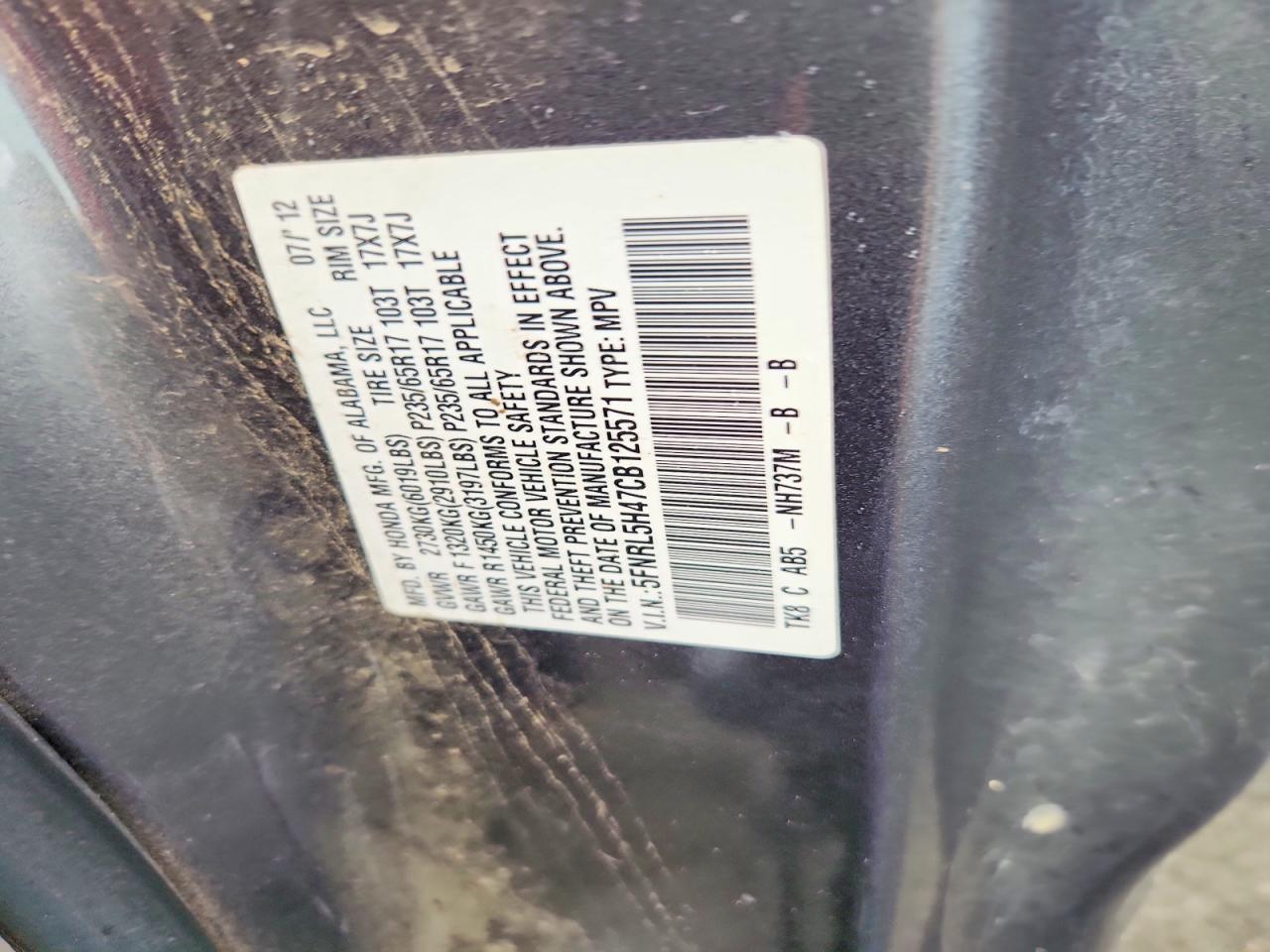 2012 HONDA ODYSSEY EX photo 37