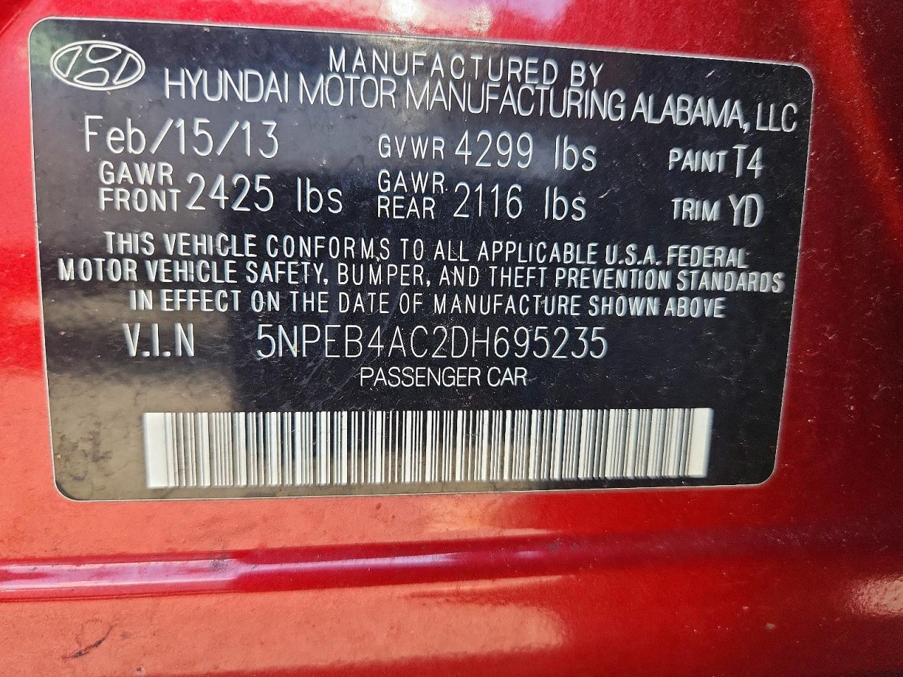 2013 HYUNDAI SONATA GLS photo 25