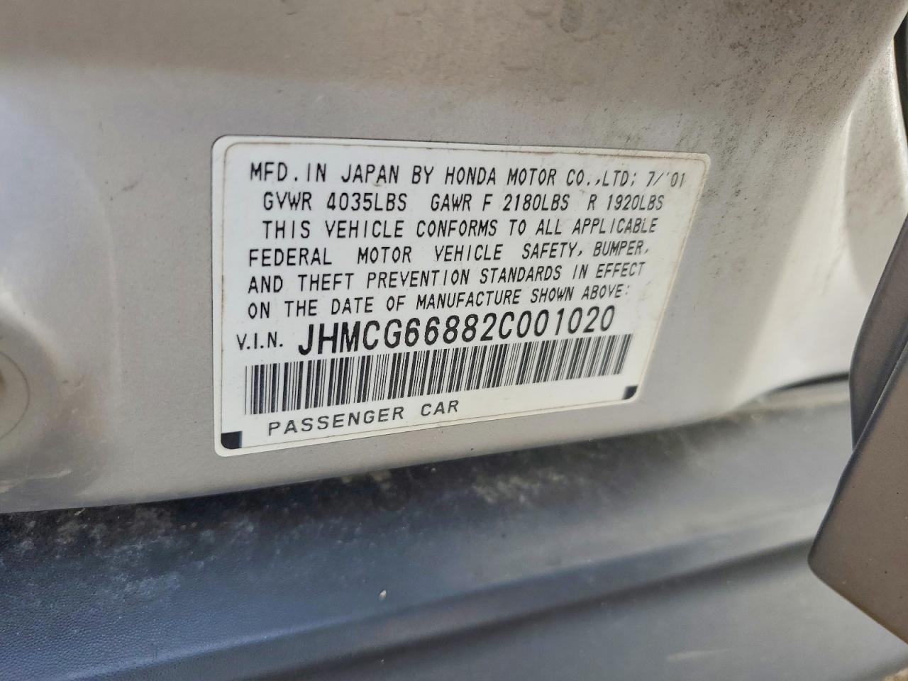 2002 HONDA ACCORD photo 23