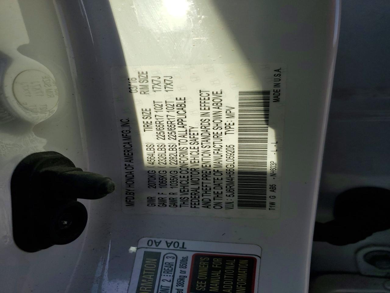 2016 HONDA CR-V EX photo 13