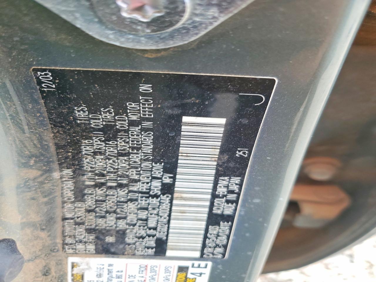 2004 TOYOTA HIGHLANDER BASE photo 27