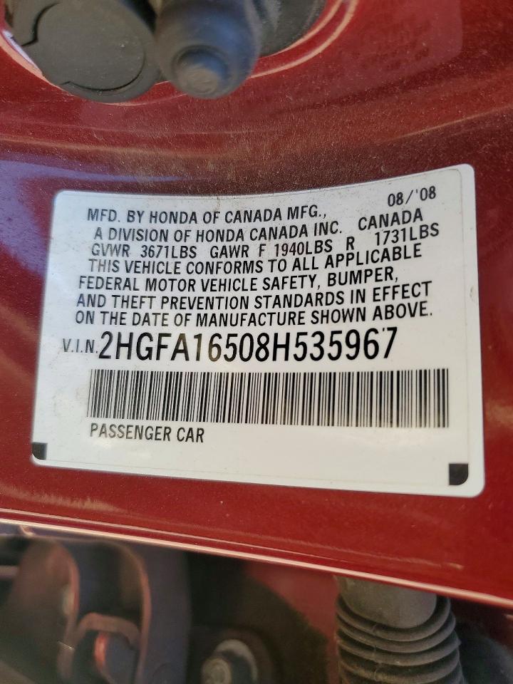2008 HONDA CIVIC LX photo 12