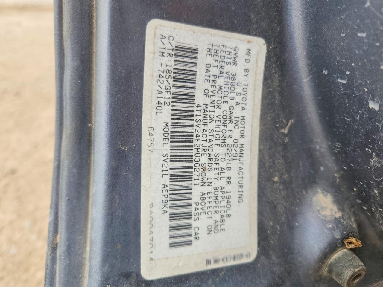 1991 TOYOTA CAMRY BASE photo 23