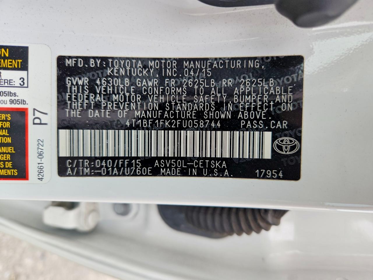 2015 TOYOTA CAMRY SE photo 34