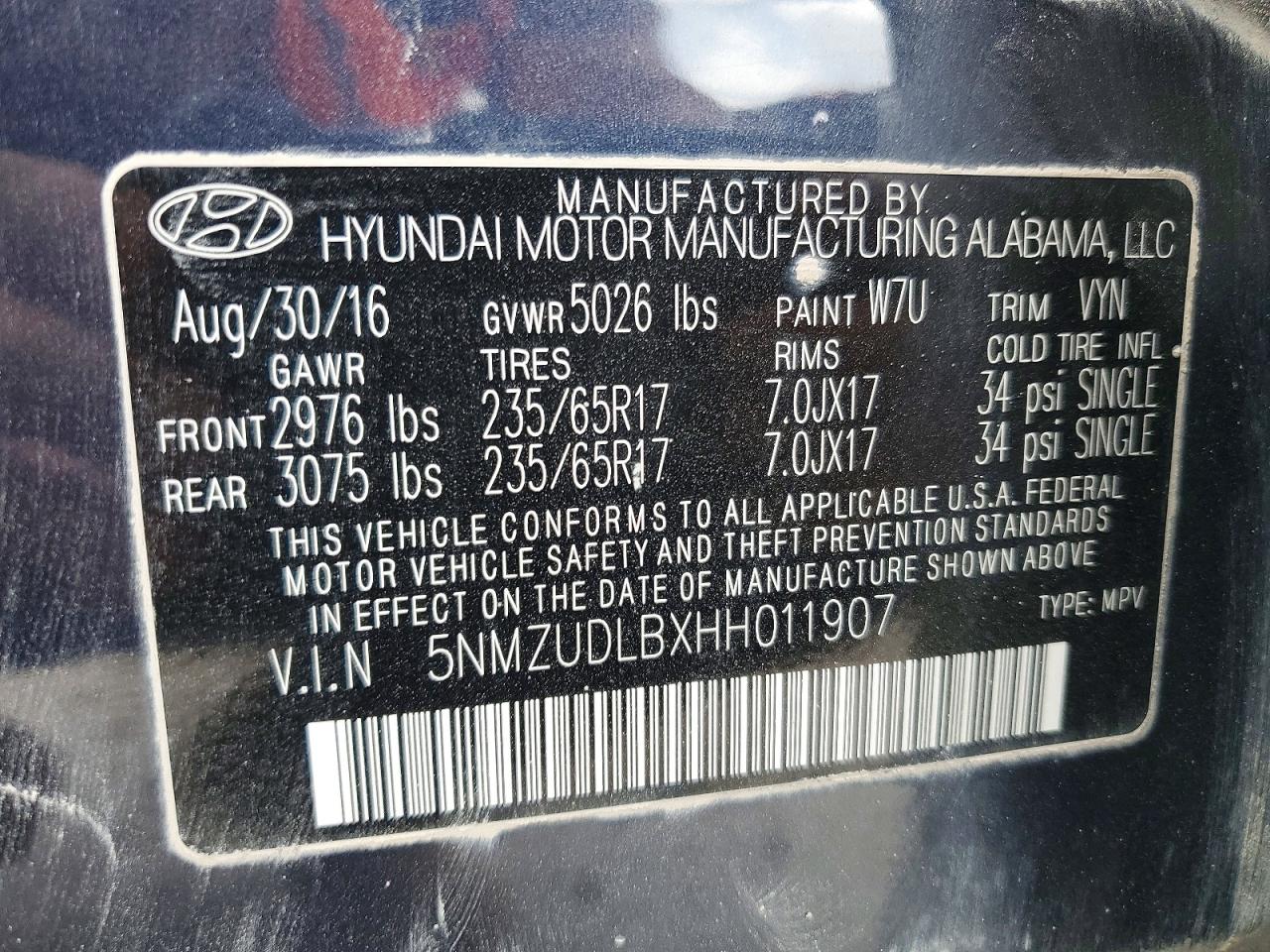 2017 HYUNDAI SANTA FE SPORT 2.4L photo 37