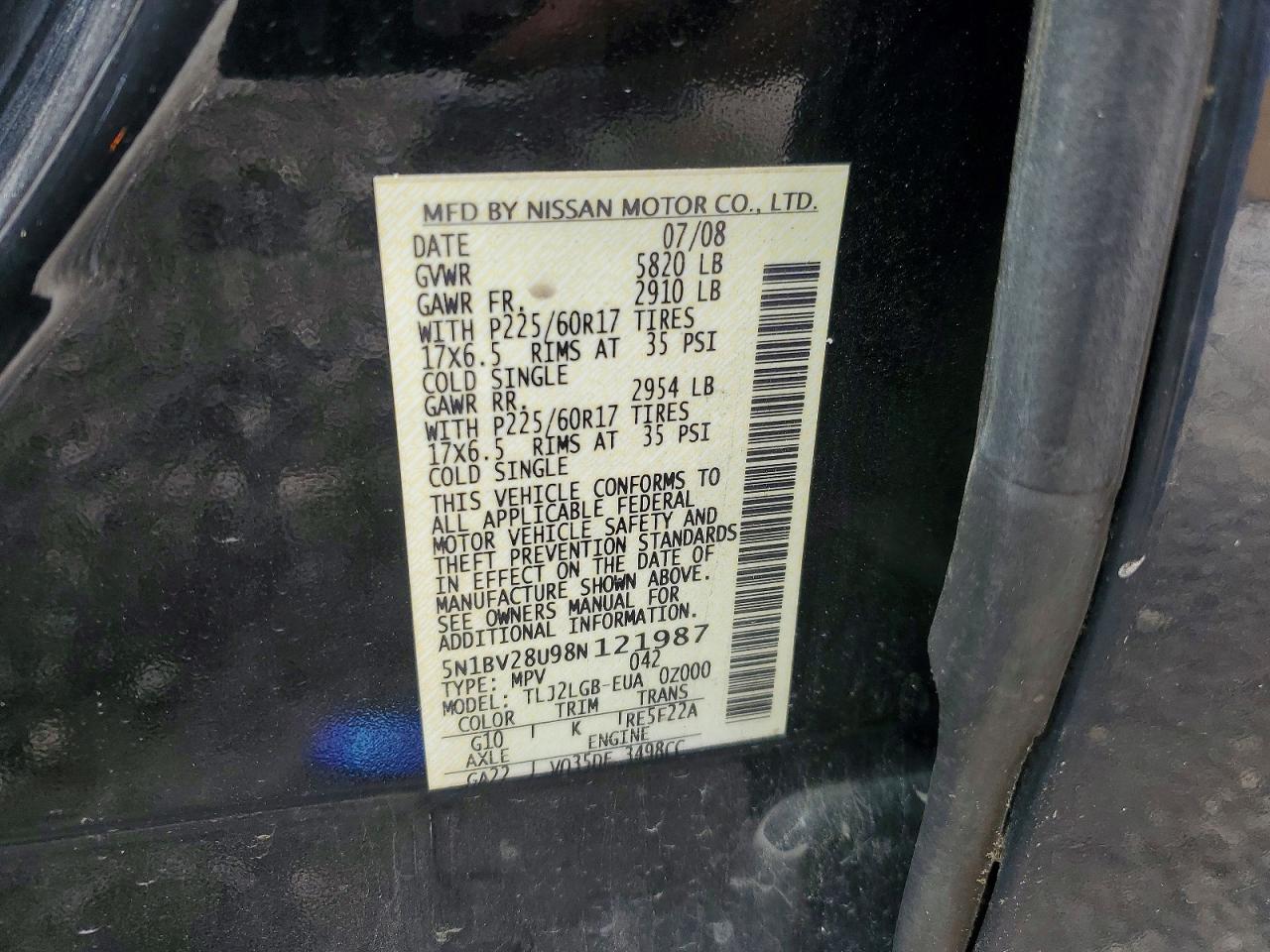 2008 NISSAN QUEST 3.5 photo 37