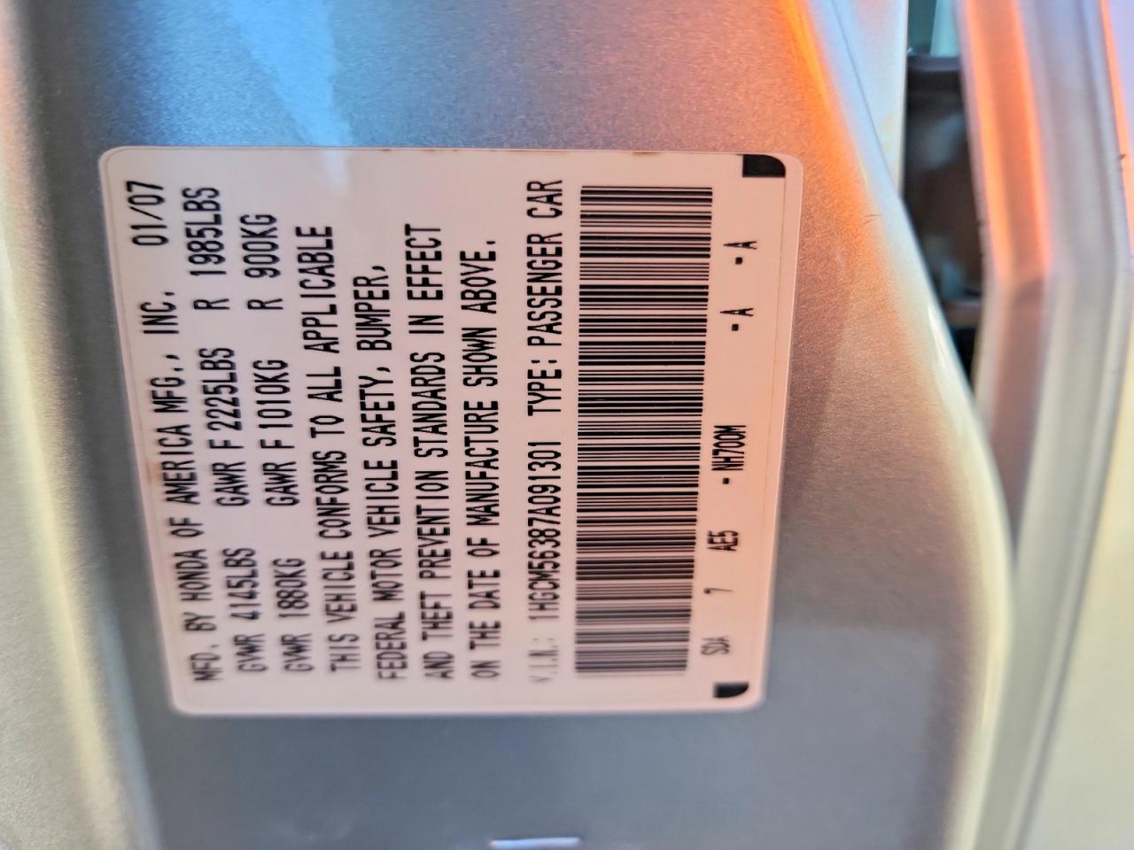 2007 HONDA ACCORD SE photo 34