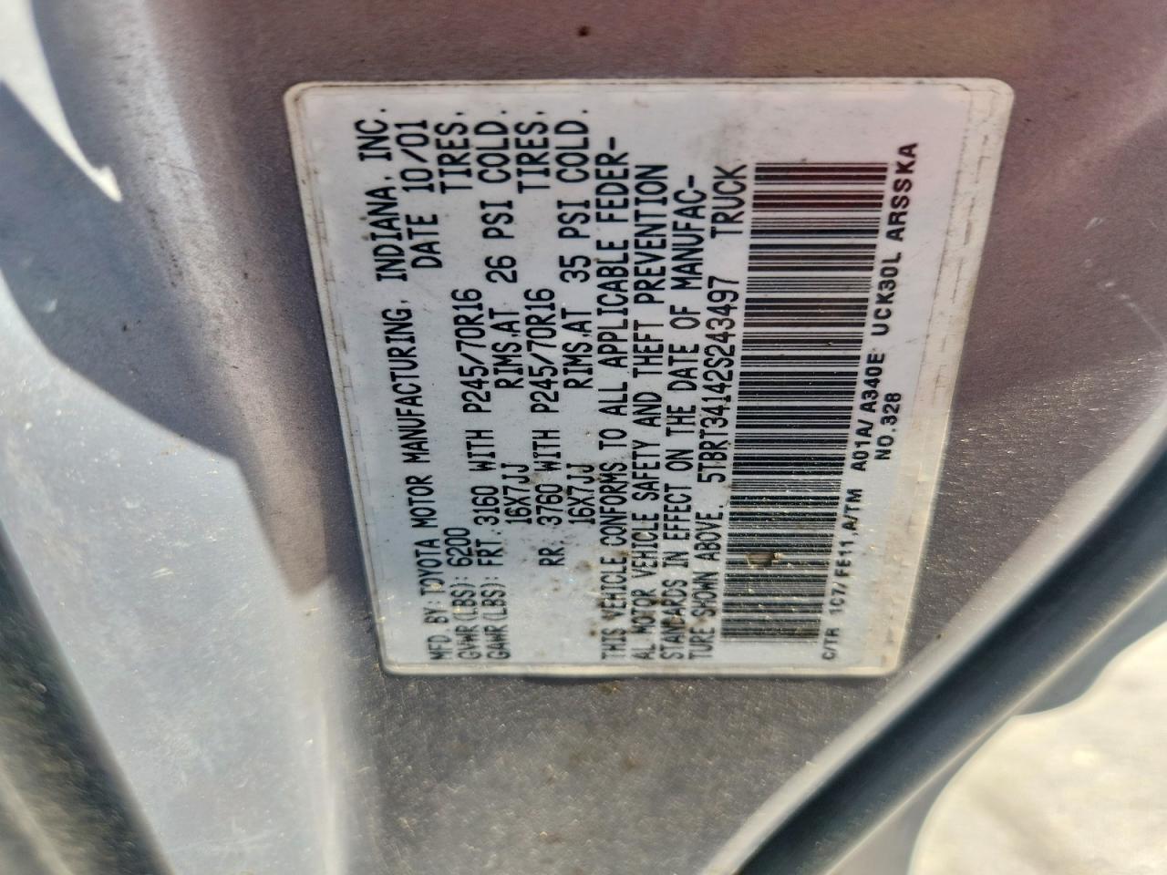 2002 TOYOTA TUNDRA SR5 V8 photo 12
