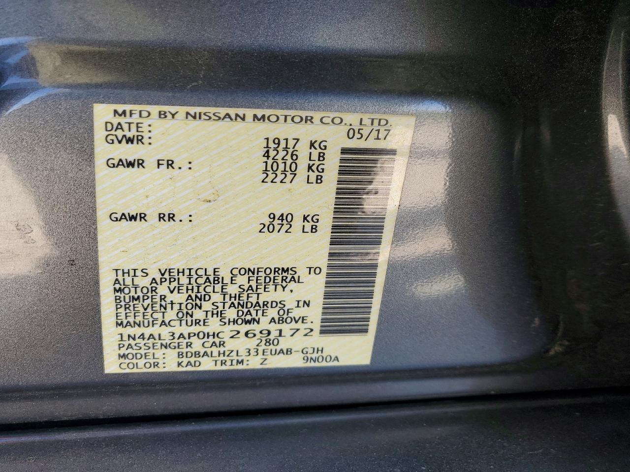 2017 NISSAN ALTIMA 2.5 SR photo 37