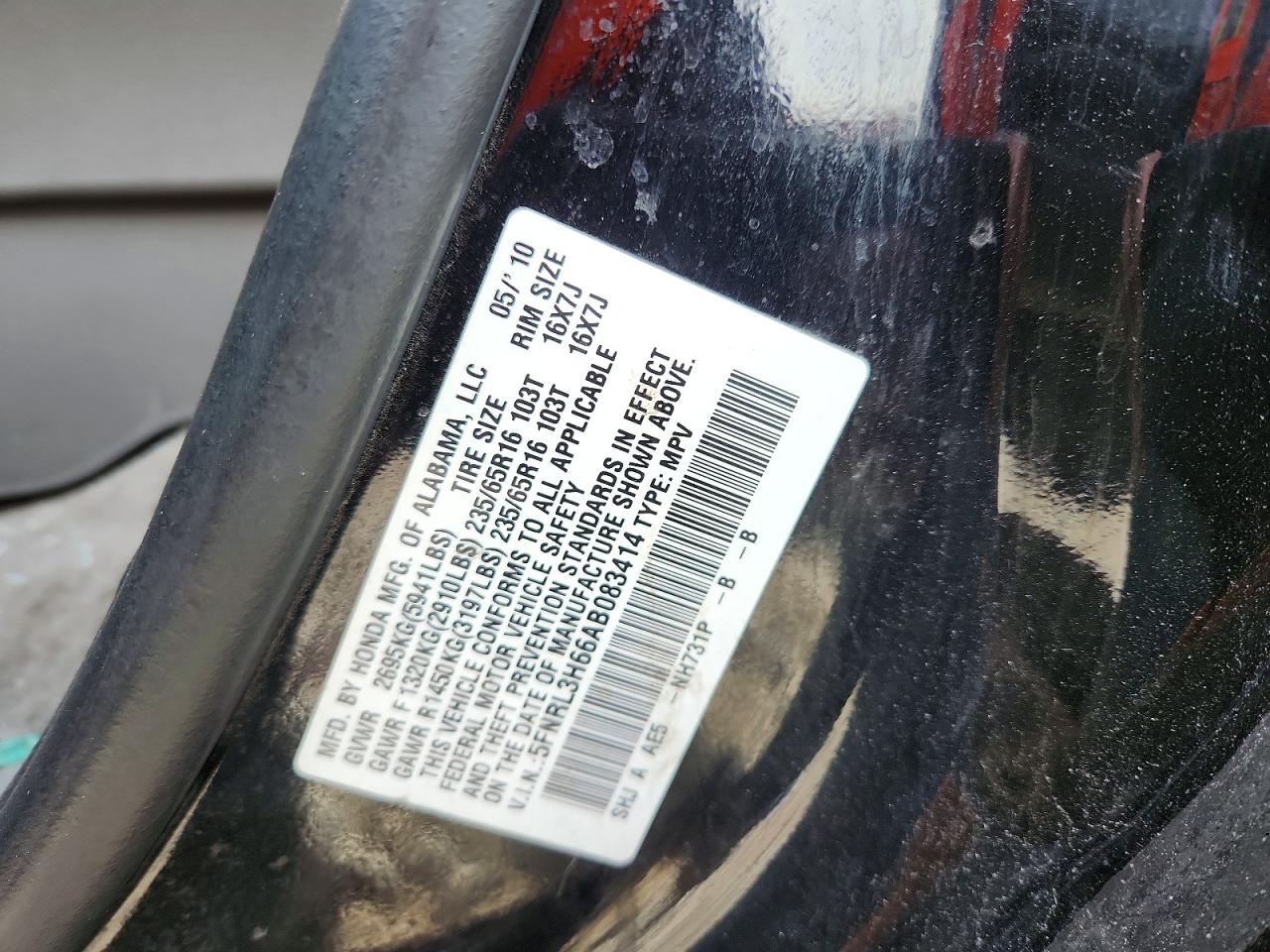 2010 HONDA ODYSSEY EXL photo 40