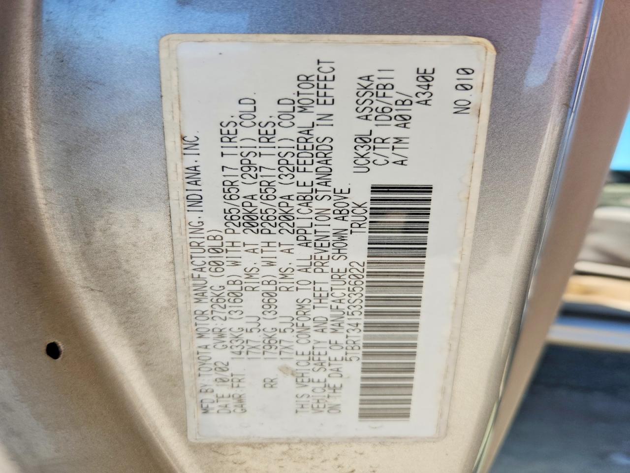 2003 TOYOTA TUNDRA ACCESS CAB SR5 photo 23