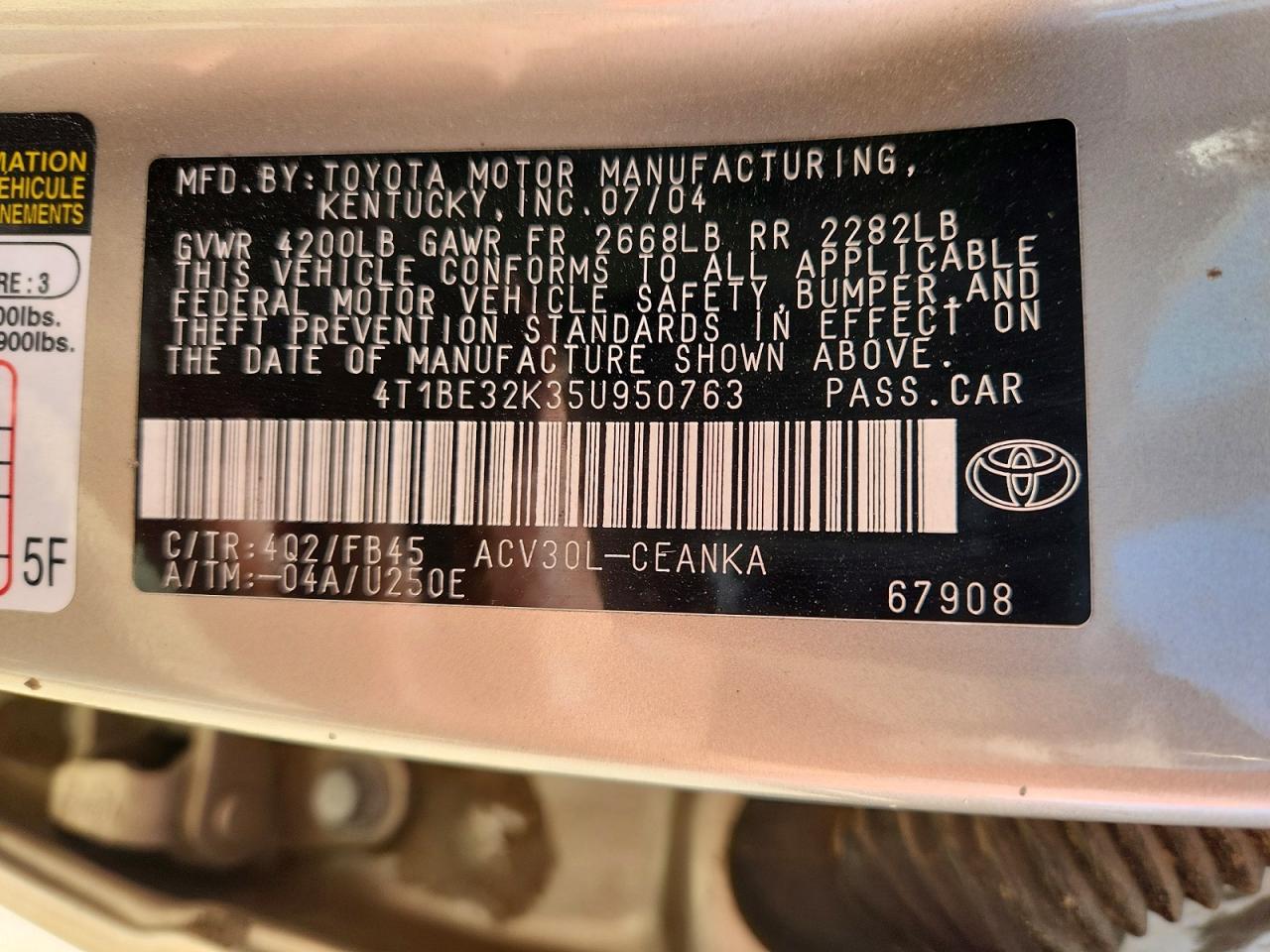 2005 TOYOTA CAMRY LE photo 12