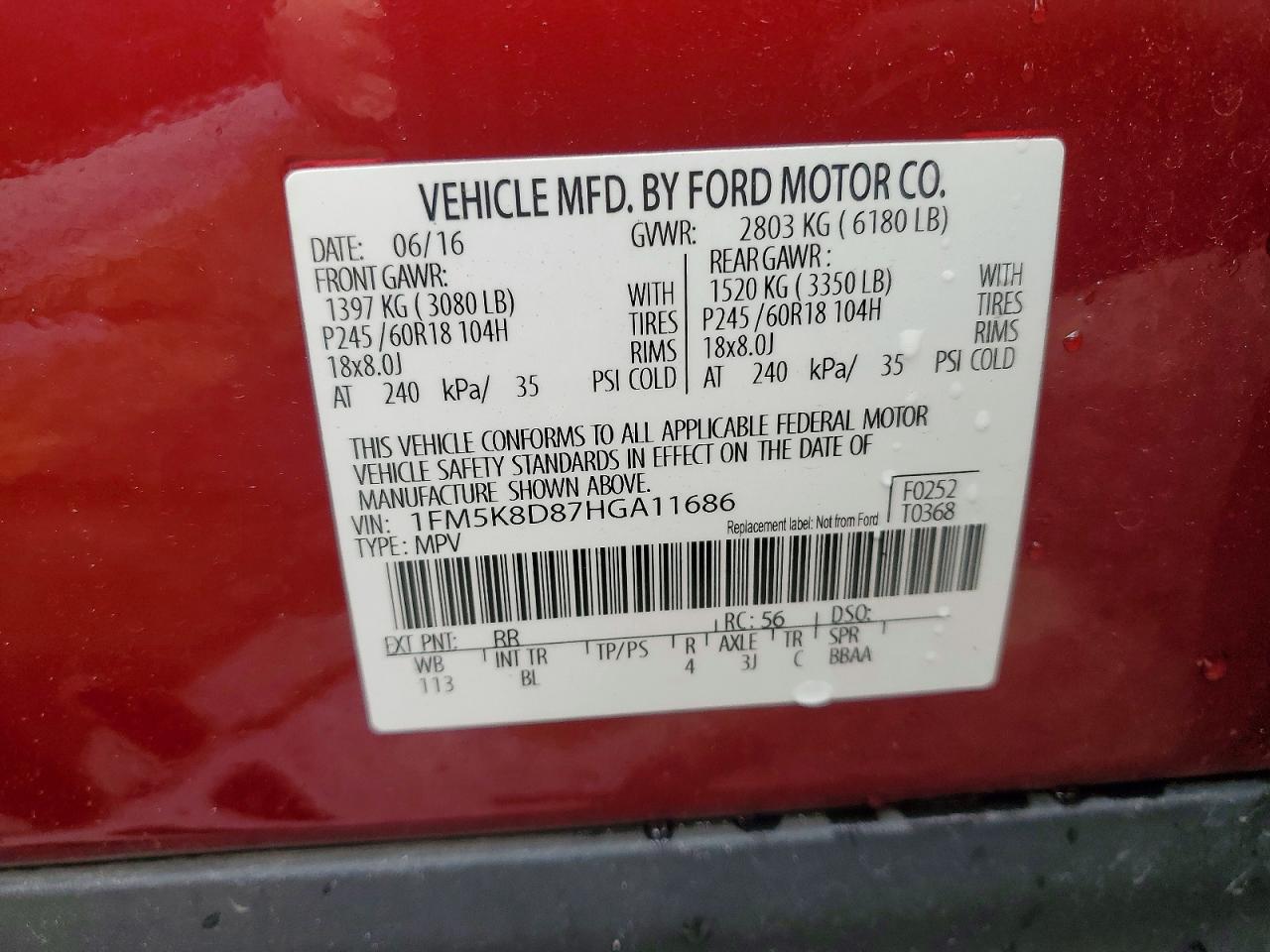 2017 FORD EXPLORER XLT photo 27
