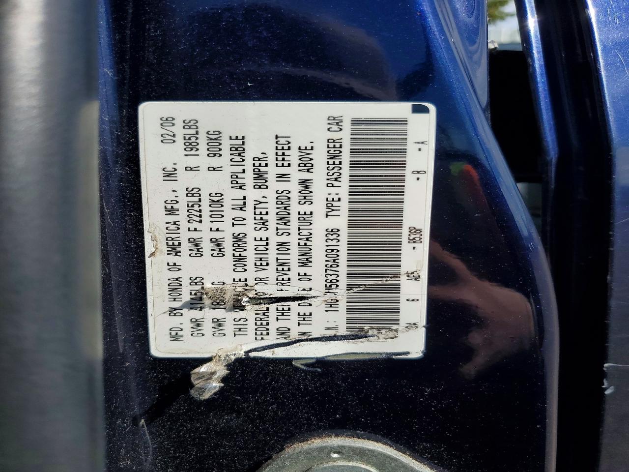 2006 HONDA ACCORD SE photo 13