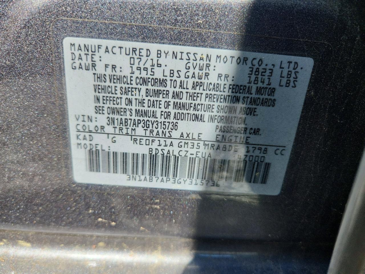 2016 NISSAN SENTRA FE+S photo 34