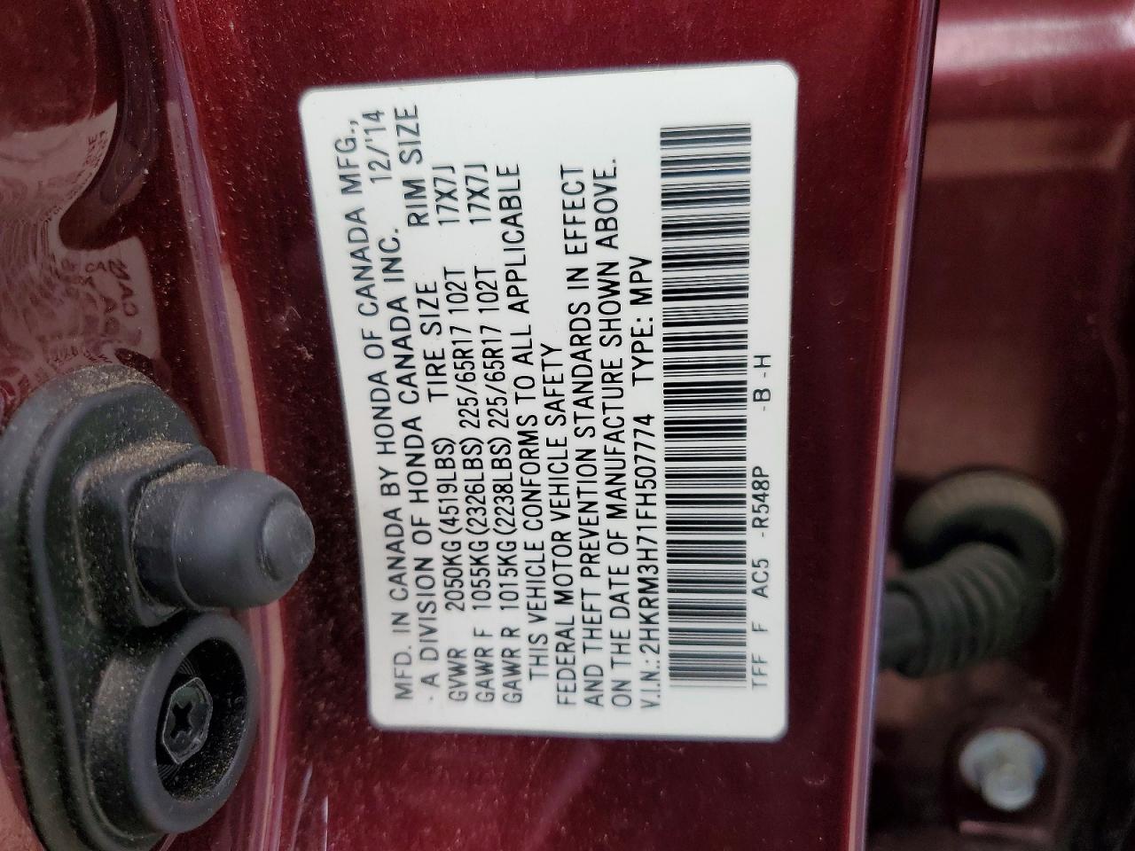 2015 HONDA CR-V EXL photo 12