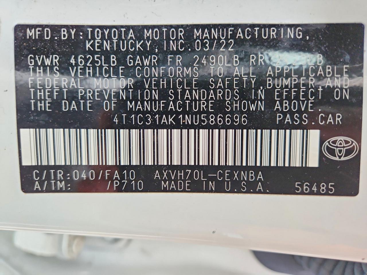 2022 TOYOTA CAMRY LE photo 34
