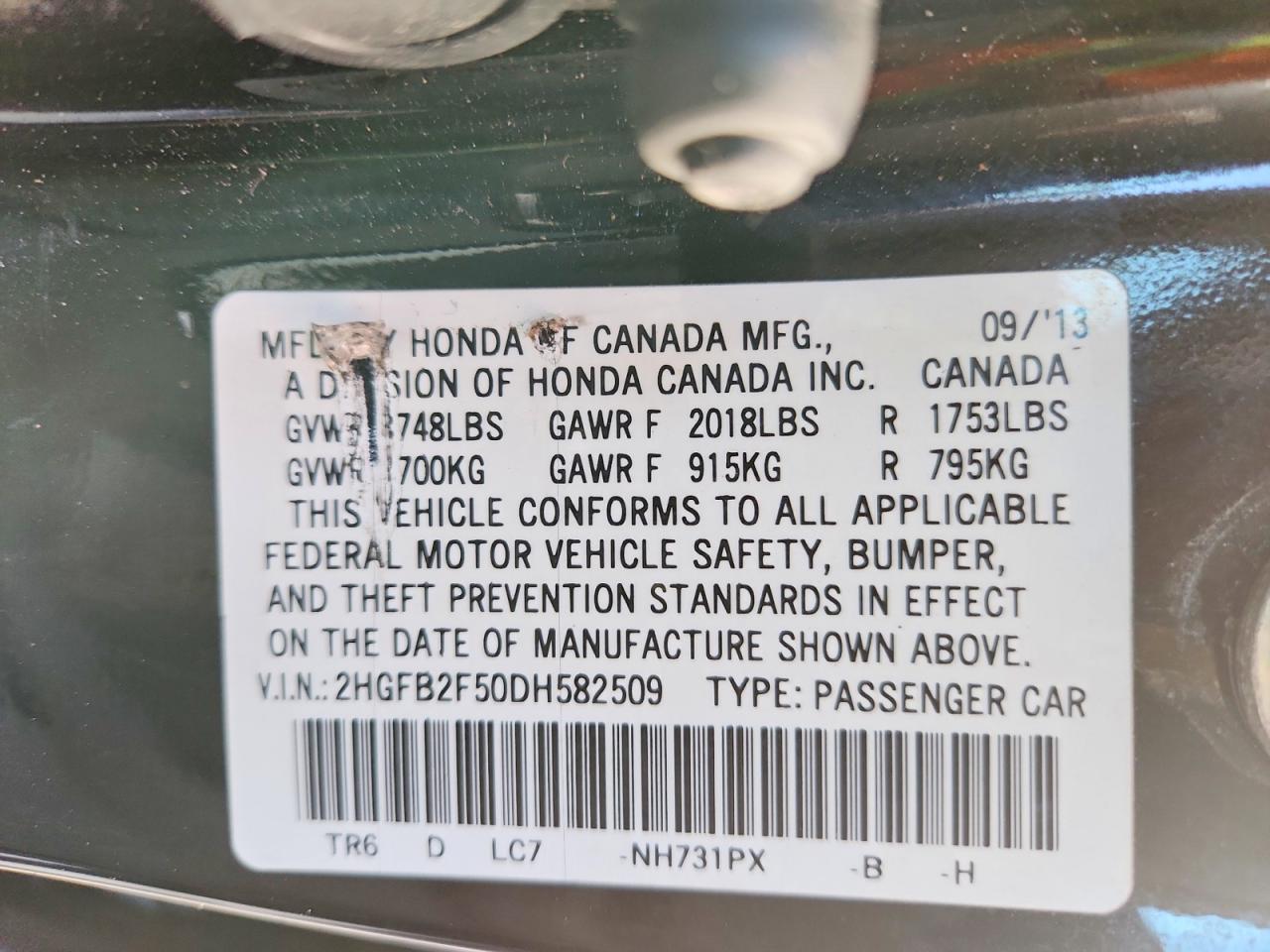 2013 HONDA CIVIC LX photo 12