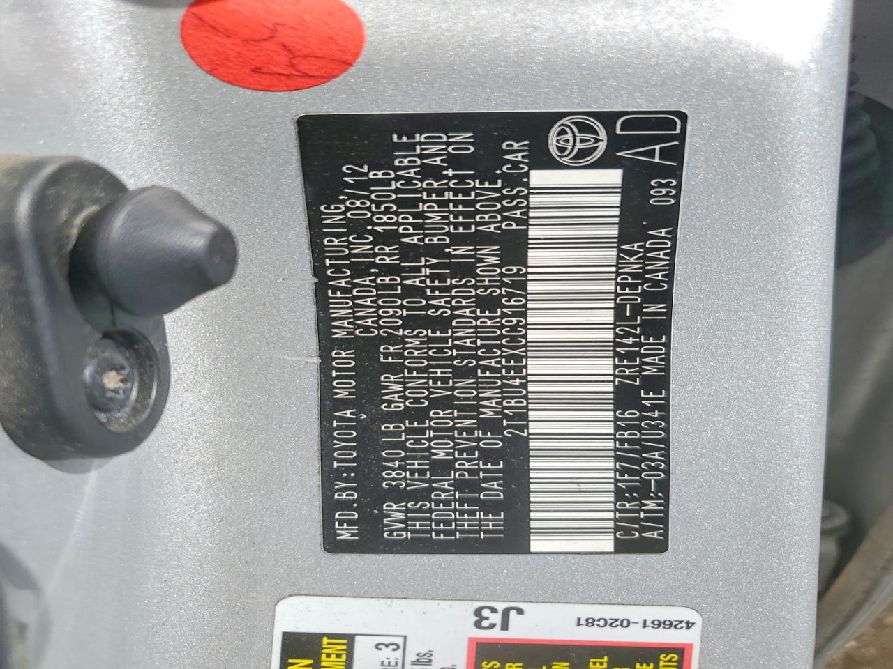 2012 TOYOTA COROLLA LE photo 23
