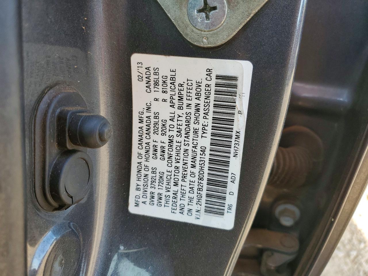 2013 HONDA CIVIC EX photo 34