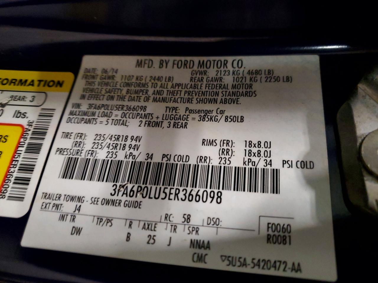 2014 FORD FUSION SE HYBRID photo 34