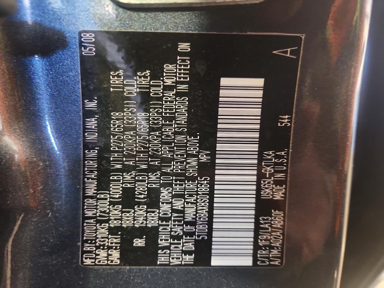 2008 TOYOTA SEQUOIA LIMITED photo 13
