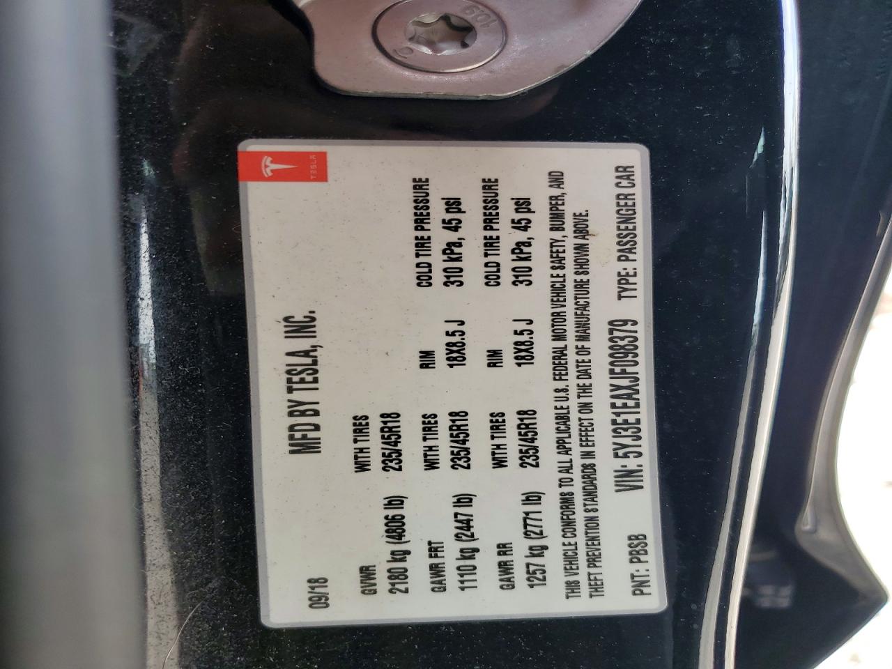 2018 TESLA MODEL 3 photo 23