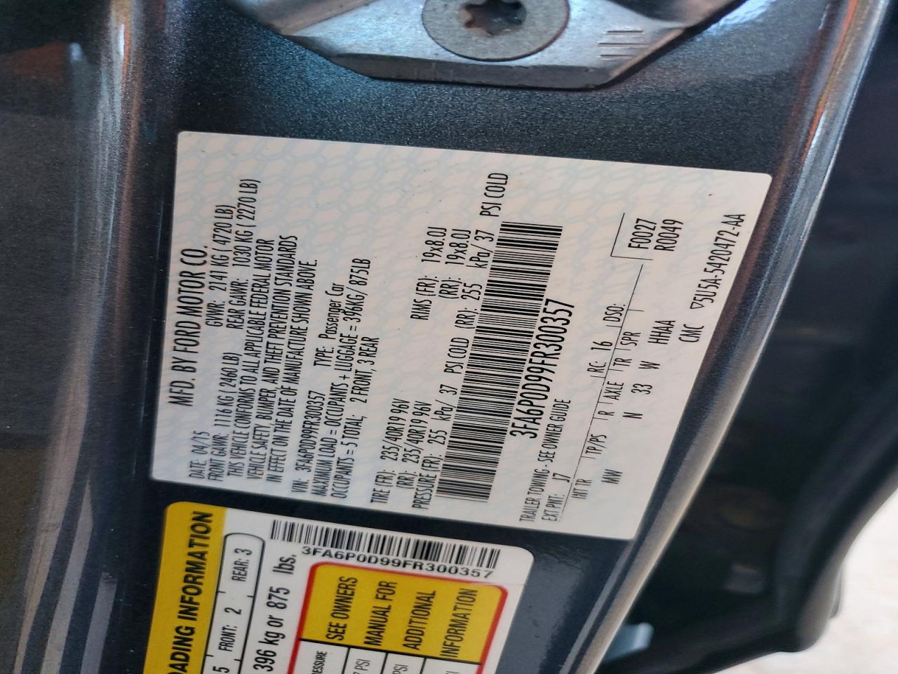2015 FORD FUSION TITANIUM photo 34