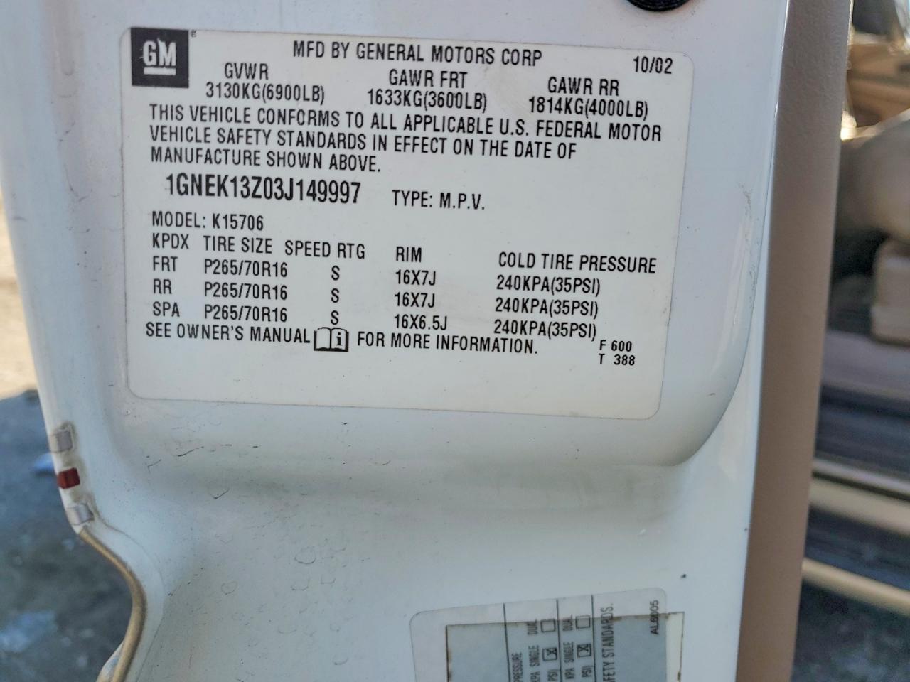 2003 CHEVROLET TAHOE K1500 photo 25