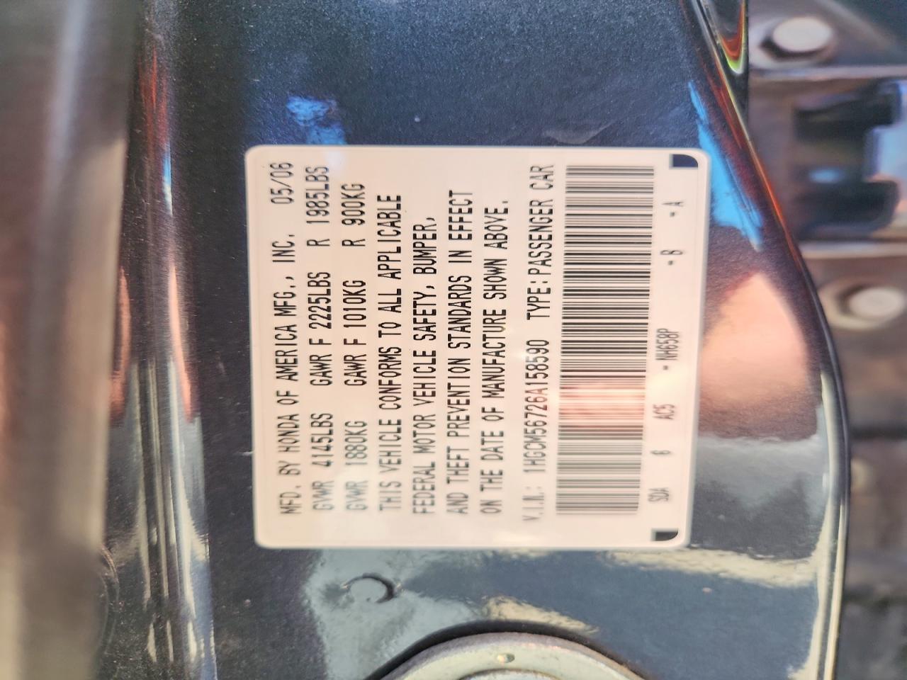 2006 HONDA ACCORD EX photo 23