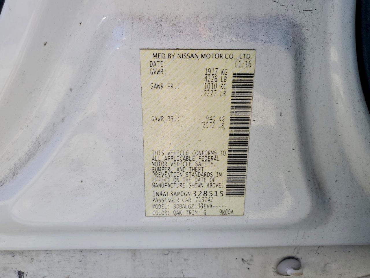 2016 NISSAN ALTIMA 2.5 S photo 37