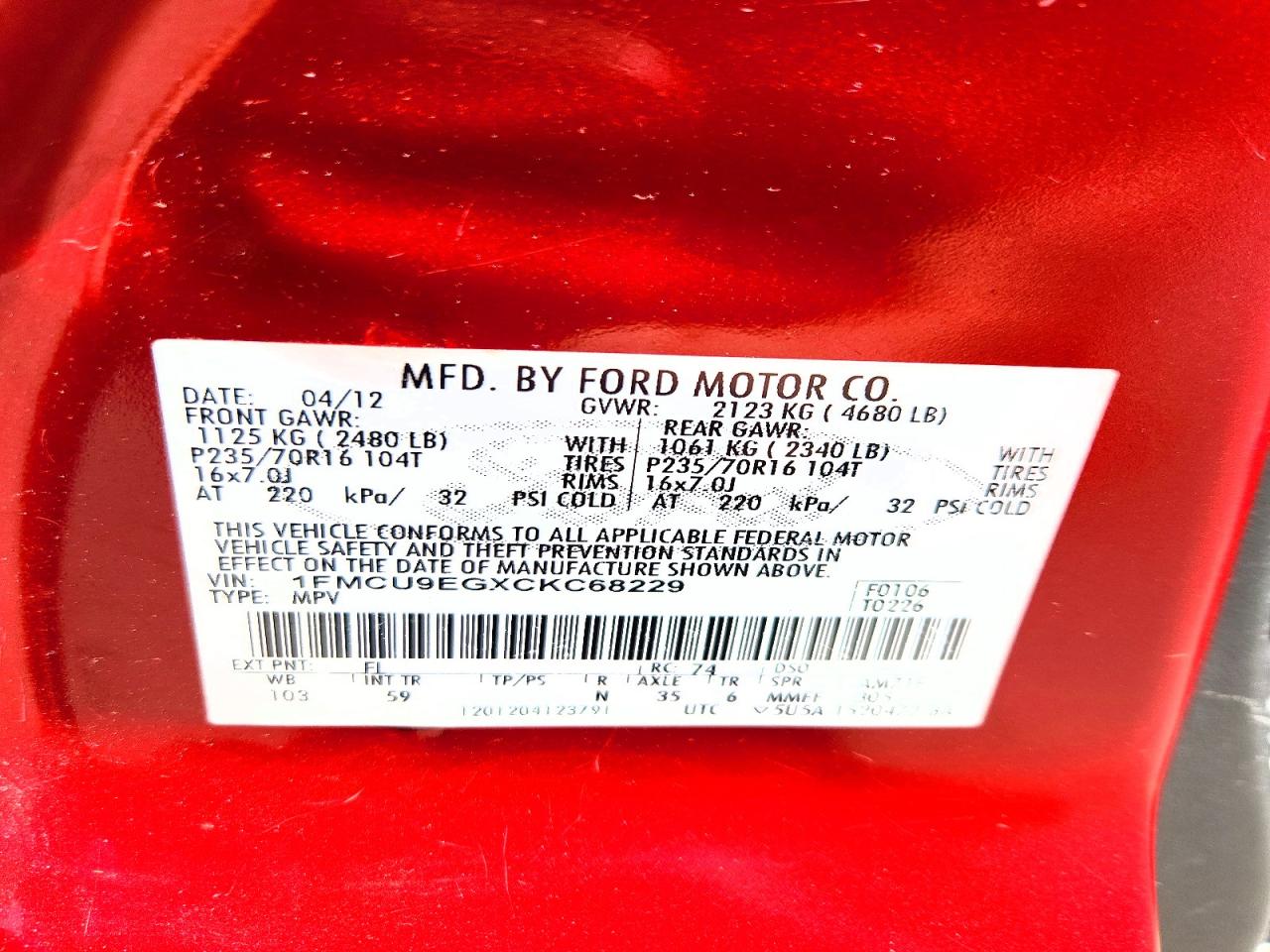2012 FORD ESCAPE LIMITED photo 37