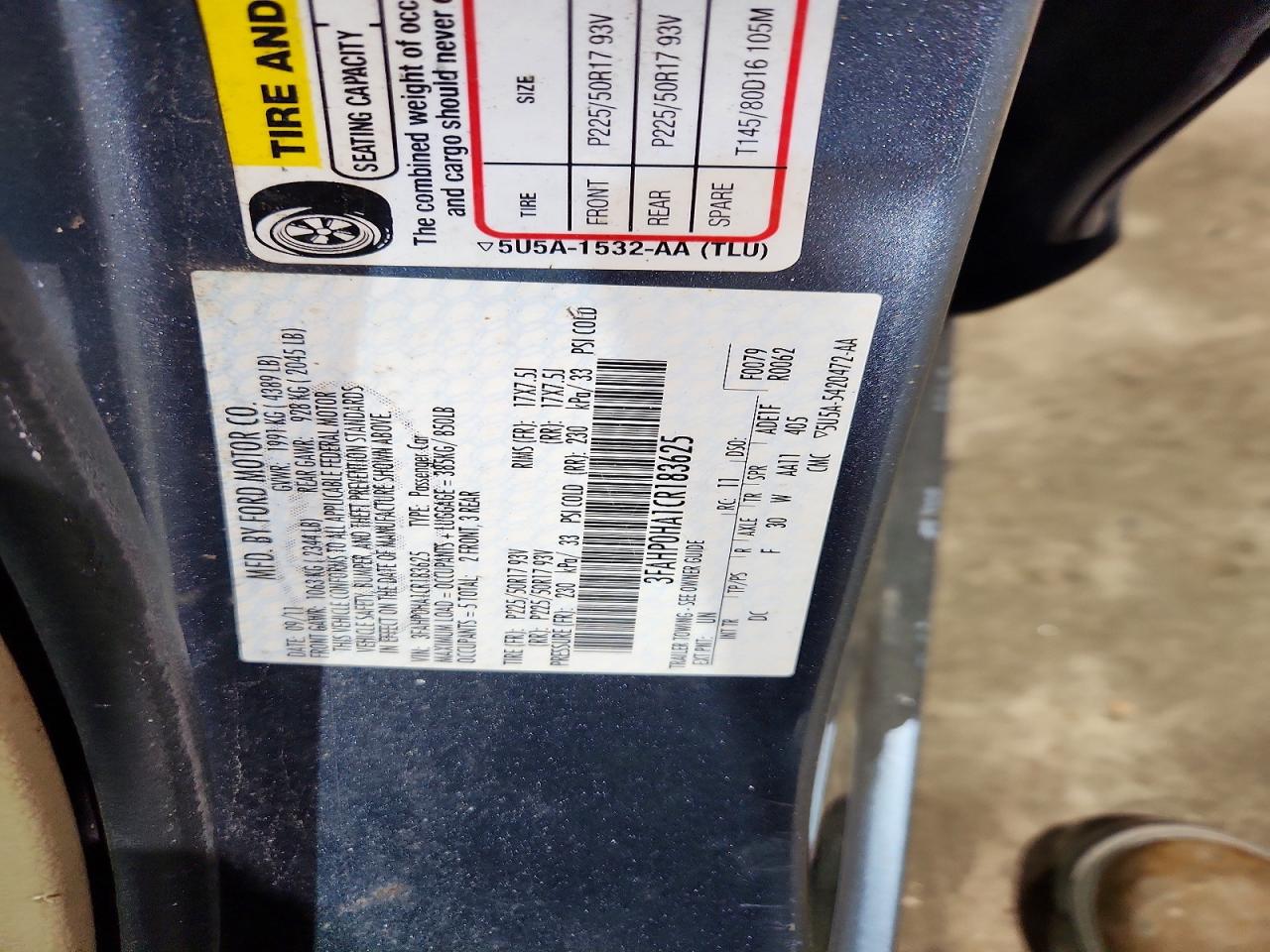 2012 FORD FUSION SE photo 34