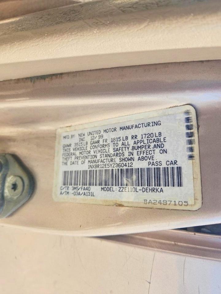 2000 TOYOTA COROLLA VE photo 23