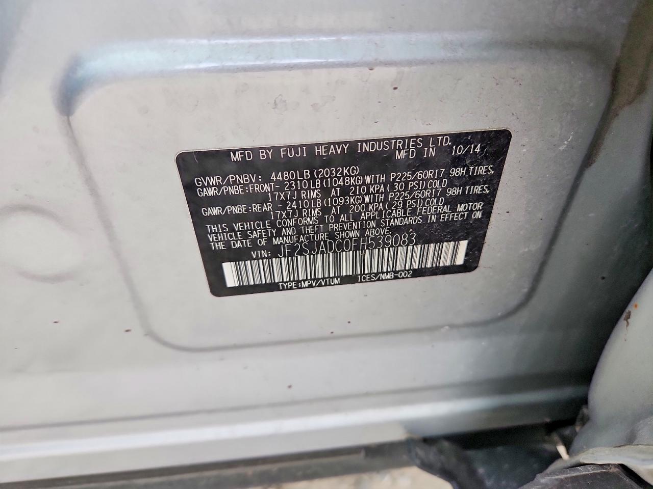 2015 SUBARU FORESTER 2.5I PREMIUM photo 23