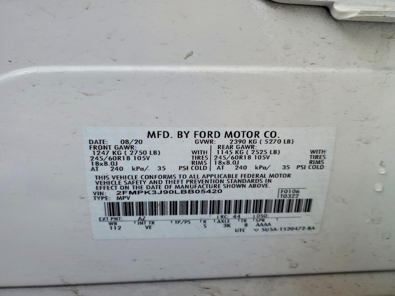 2020 FORD EDGE SEL photo 25