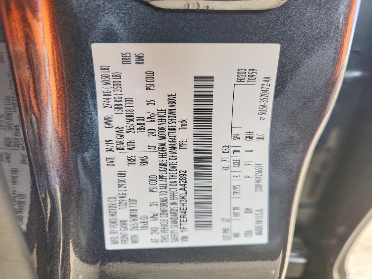 2019 FORD RANGER XL photo 13