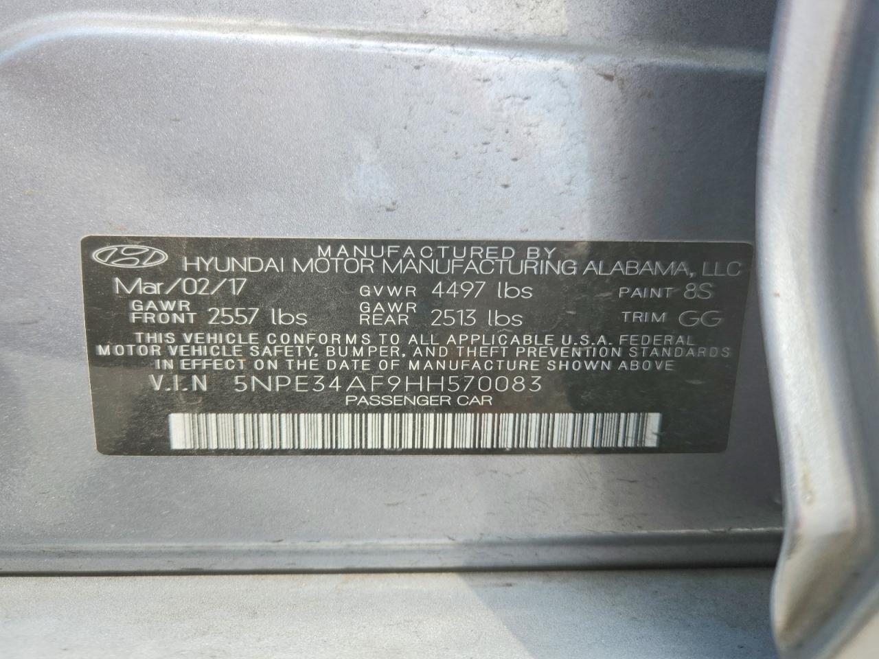 2017 HYUNDAI SONATA SPORT photo 34