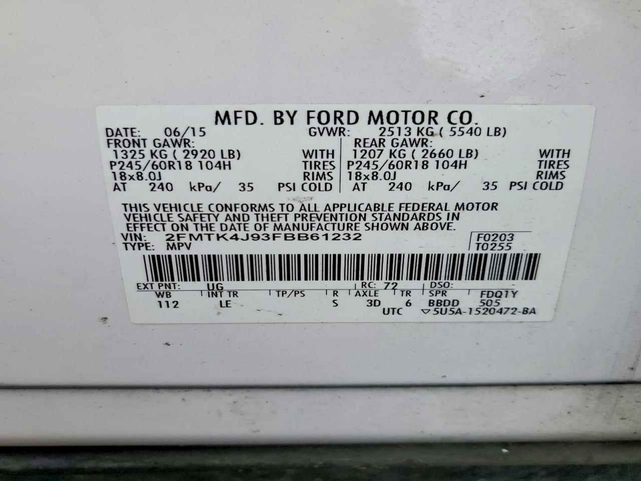 2015 FORD EDGE SEL photo 23